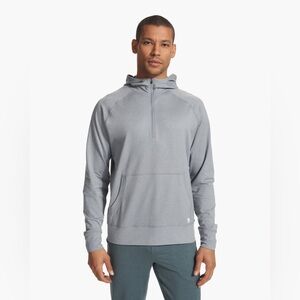 Vuori Ponto Performance Half Zip Hoodie Steel Heather Sz. M Embroidered